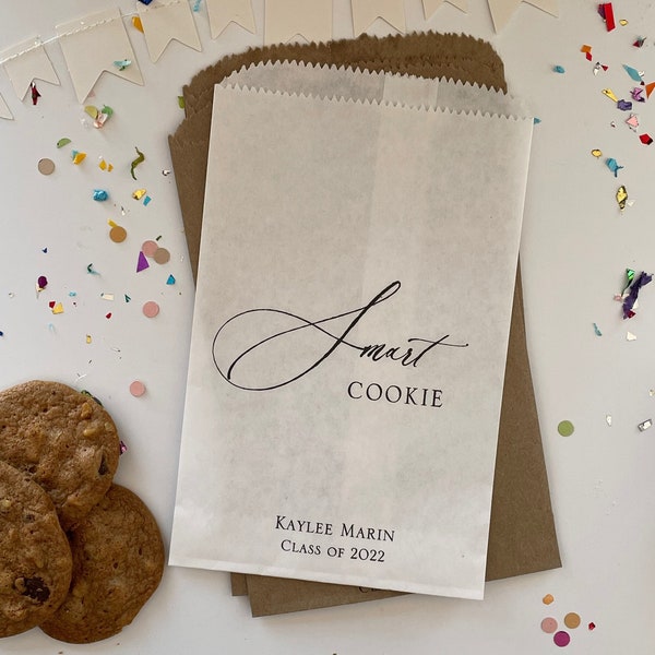 Graduation Favor Bags, Cookie Take Home Bag, graduation decorations 2024, Graduation Cookie Bag, Favor Bag, One Smart Cookie, Sets Of 25s