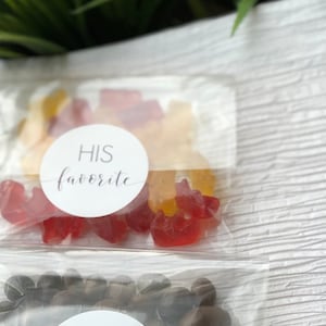 Wedding Favor Stickers - &#39;His Favorite&#39; & &#39;Her Favorite&#39; - Set of 20 Stickers for Favors - Custom Wedding Decoration - 40 total stickers