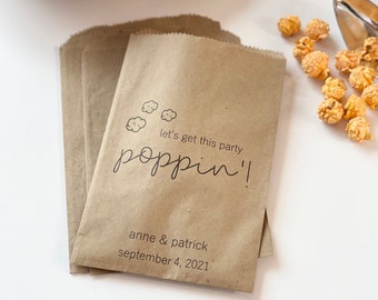 Wedding And Party Popcorn Bags, Personalized Favor Bags, Popcorn Buffet Bags, Custom Bags, Unique Wedding Favors, Popcorn Favor Bags, 25 Pck