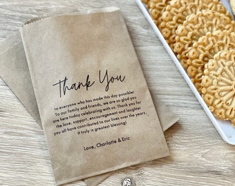 Wedding Thank You Ideas,  Unique Wedding Favors, Cookie Bags, Custom Printed Favor Bags, Wedding Treat Bag,sets of 25