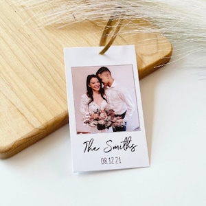 Custom Photo Tags, Personalized Picture Tags, Wedding Tags, Holiday Gift Tags, Minimal Favor Tags, Sets Of 8 image 1