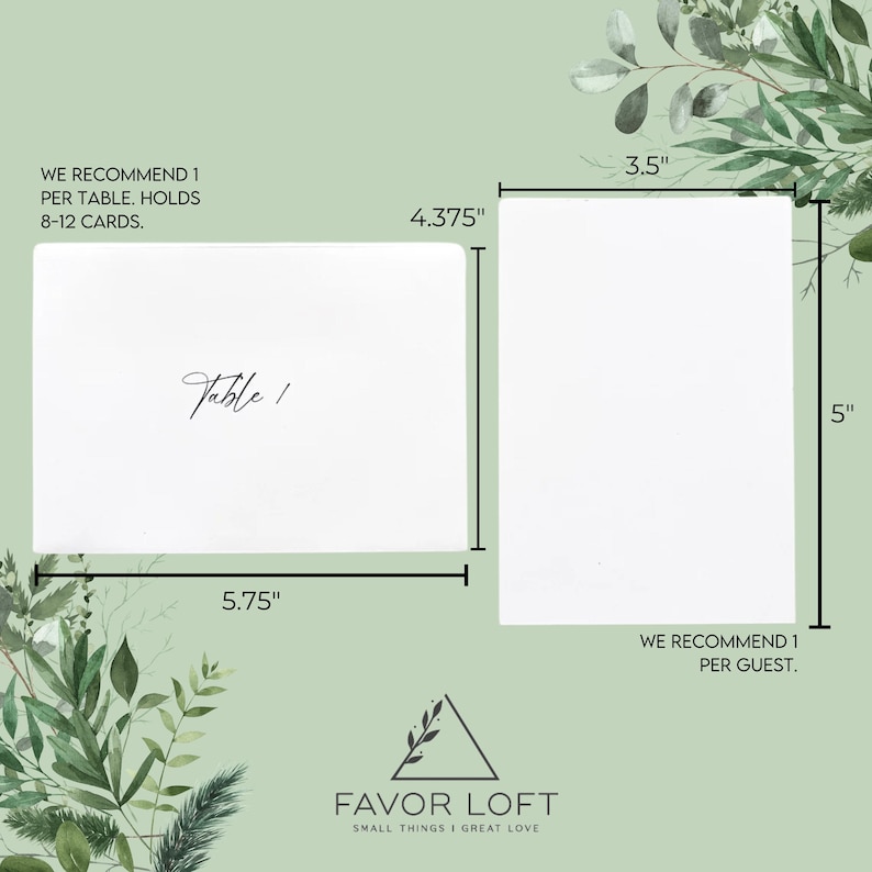 Puede incluir: Tarjeta de n&uacute;mero de mesa blanca con caligraf&iacute;a negra que dice "Mesa 1". La tarjeta mide 14,6 cm por 11,1 cm. La tarjeta se muestra junto a una tarjeta blanca m&aacute;s grande que mide 12,7 cm por 8,9 cm. La tarjeta m&aacute;s grande tiene el texto "Recomendamos 1 por invitado".