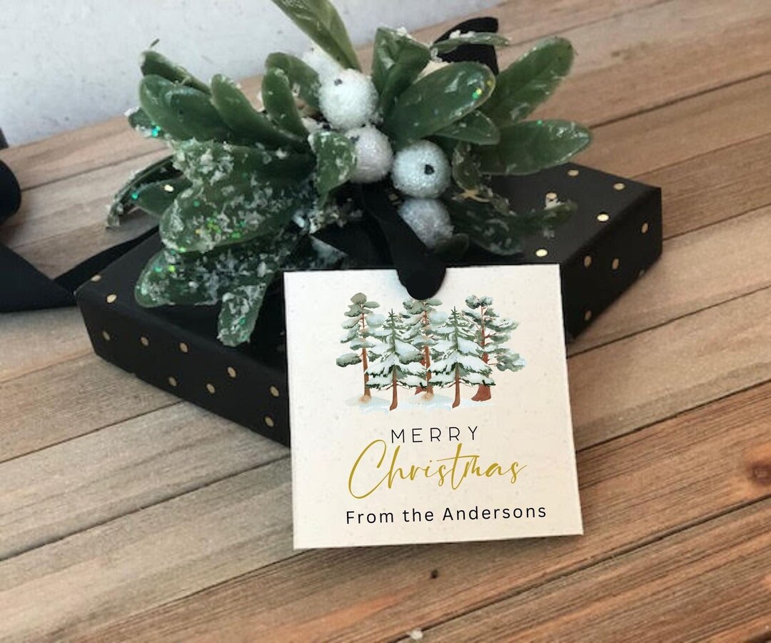 Merry Christmas Square Tree Holiday Tag Christmas Tree Tag Personalized