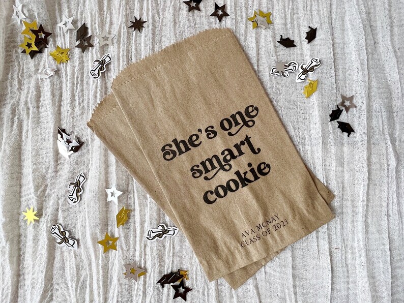 She's One Smart Cookie, Graduation Cookie Bags Printed with Eco Friendly inks on Recycled Paper Bags packs of 25 image 4