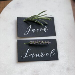 Printed Place Cards, Modern Calligraphy, Minimal, Greenery, Elegant, Classic Wedding, Flat Place Cards, set of 24 image 3