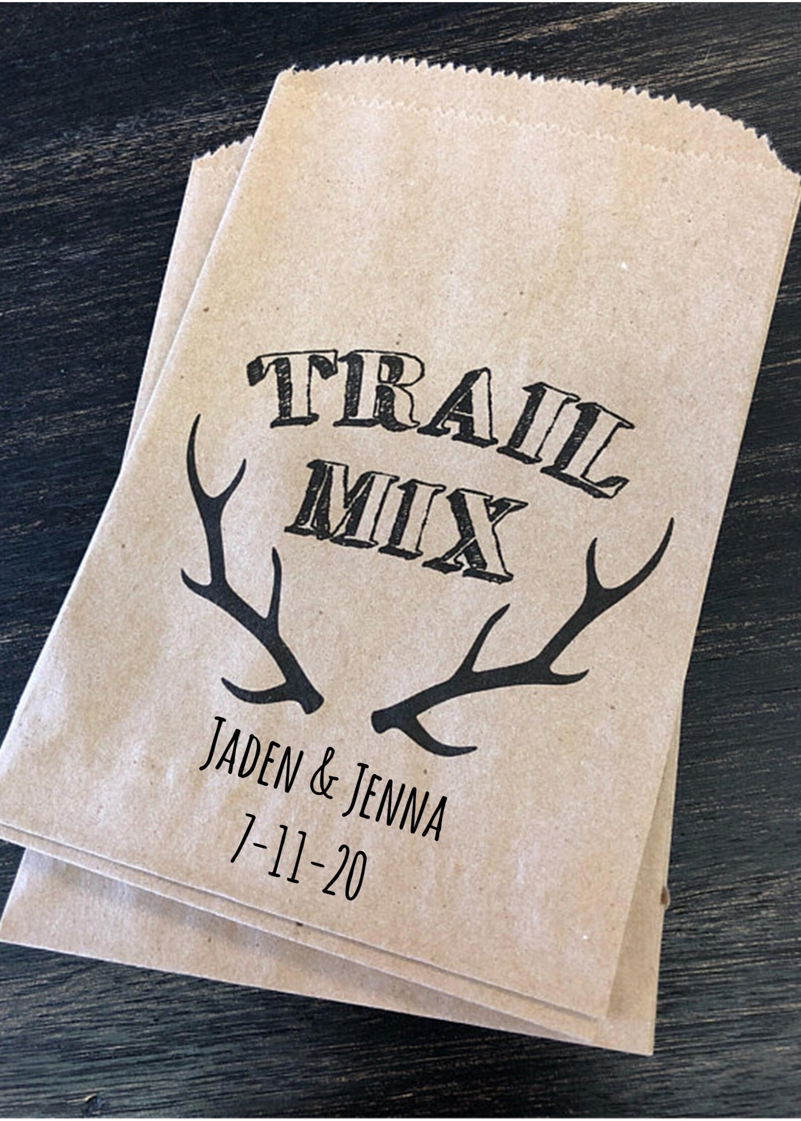 Rustic Wedding Favors Trail Mix Bags Custom Snack Bags Etsy