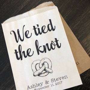 We tied the Knot Pretzel Bags, Waxed Pretzel Bags, Pretzel sleeves, Wedding Snack Bags, Wedding Favors, Food Truck Bags, set of 25 image 7