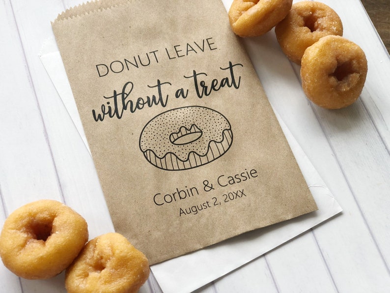 Donut Favor Bag, Wedding Favor Bags, Personalized Wedding Favor Bags, Custom Favor Bags, Favor Bags Wedding, Donut Mind If I do Bags image 2