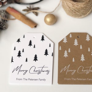 Minimal Christmas Tags, Modern Pine Trees Gift Tags, Handmade Holiday Gift Tag, Nordic Christmas Tag Sets of 8 Printed Tags image 4