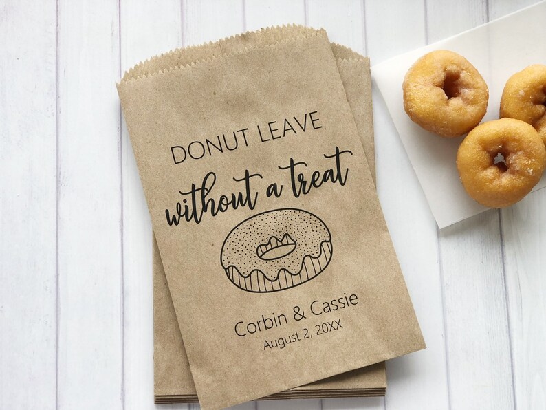 Donut Favor Bag, Wedding Favor Bags, Personalized Wedding Favor Bags, Custom Favor Bags, Favor Bags Wedding, Donut Mind If I do Bags image 3