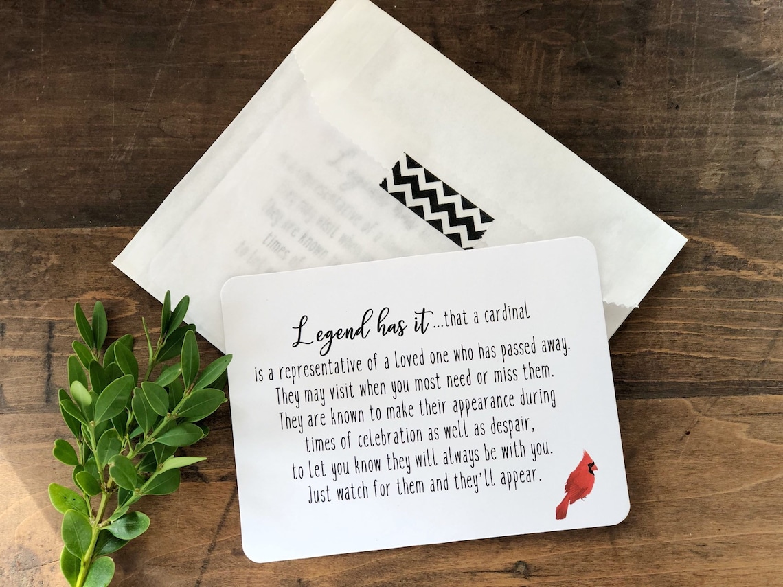 Sympathy Gift Card Loss of Mother Cardinal Keepsake In Etsy