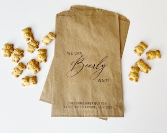 Decorazioni per baby shower Bearly Wait - Sacchetti per ciambelle per baby shower per bambini - Decorazioni per baby shower - Coriandoli per baby shower - Set da 25