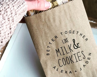 Bridal Shower Cookie Bags - Wedding Favor Bags for Cookie Bars - Milk and Cookies Buffet