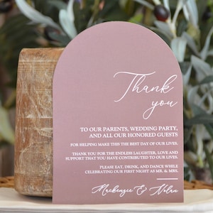 Tarjetas de agradecimiento impresas para el día de la boda - Arcos de agradecimiento para la recepción - Idea para la decoración de los lugares. Se venden en juegos de 24