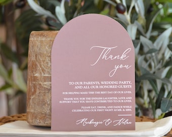 Personalized Arch Wedding Thank You Cards - Reception Place Settings (Set of 24)