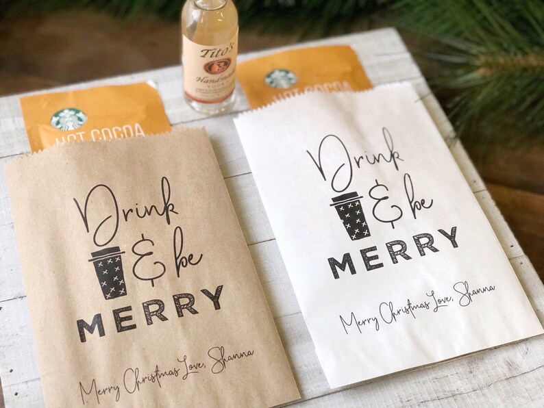 Christmas Party Gift Bags Christmas Favor Bags Drink and Etsy