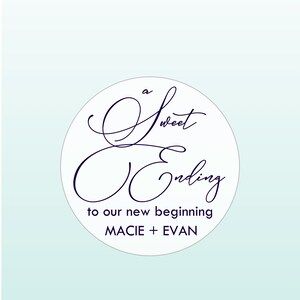 Sweet Ending Wedding Favor Stickers, Wedding Shower Engagement Favors, Set of 24 Stickers, Custom Bridal Seals image 2