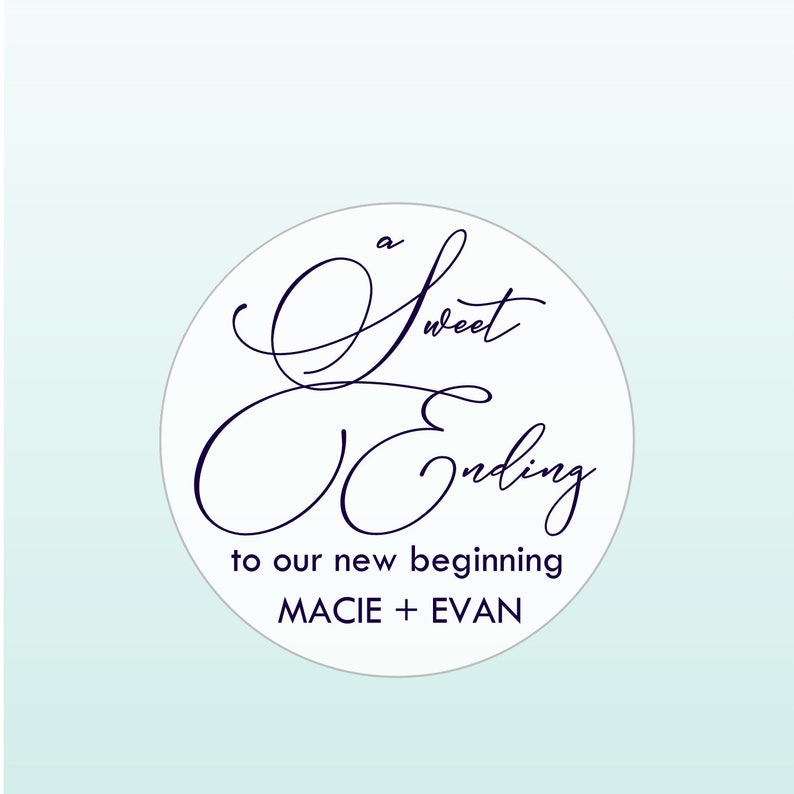 Sweet Ending Wedding Favor Stickers, Wedding Shower Engagement Favors, Set of 24 Stickers, Custom Bridal Seals image 2