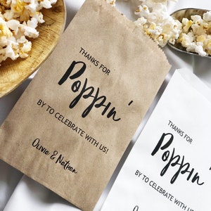 Our Love is Poppin, Wedding Popcorn Bags, Wedding Treat Bags, Popcorn Bags, Popcorn Bar, Wedding Favor Bags, Favor Bags