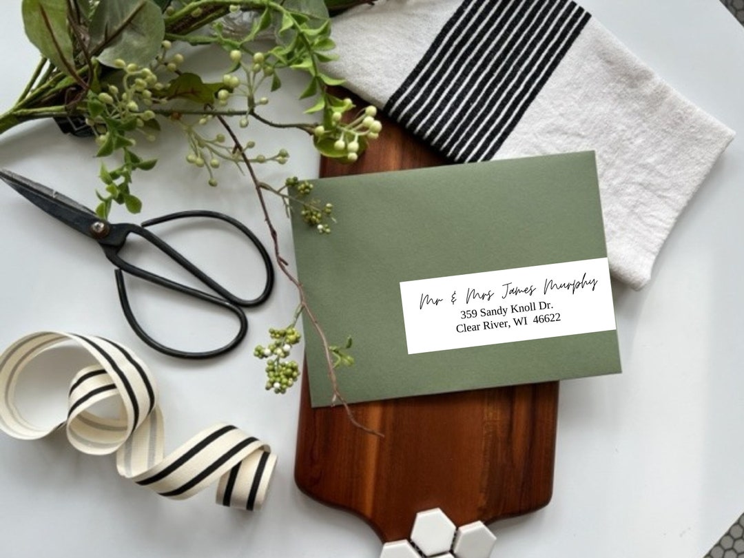 Printed Wrap Around Wedding Address Labels Envelope Addressing Fold