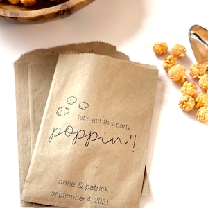 Wedding And Party Popcorn Bags, Personalized Favor Bags, Popcorn Buffet Bags, Custom Bags, Unique Wedding Favors, Popcorn Favor Bags, 25 Pck