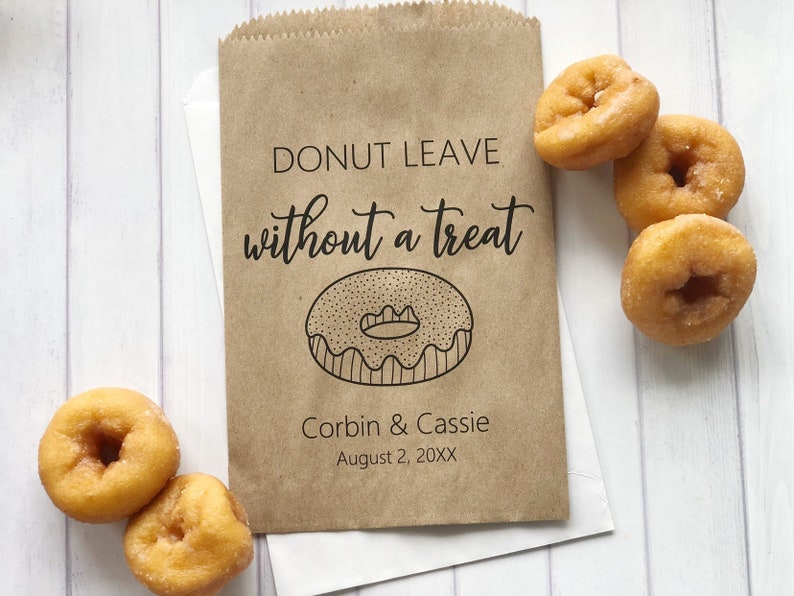 Donut Favor Bag, Wedding Favor Bags, Personalized Wedding Favor Bags, Custom Favor Bags, Favor Bags Wedding, Donut Mind If I do Bags image 1