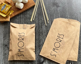 Personalized S'mores Favor Bags: Rustic Wedding Treat (Set of 25)