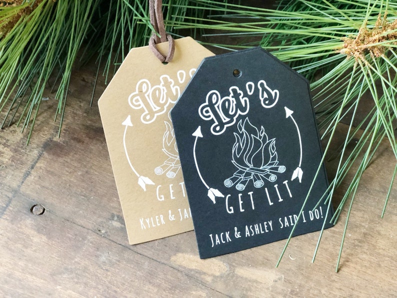 Fire Starter Tags, Let's Get Lit Tags are perfect for Rustic Wedding Favors this Winter, sets of 24 image 3