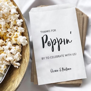 Popcorn Bags for Wedding Popcorn Tables & Buffets, Packs of 25 Personalized