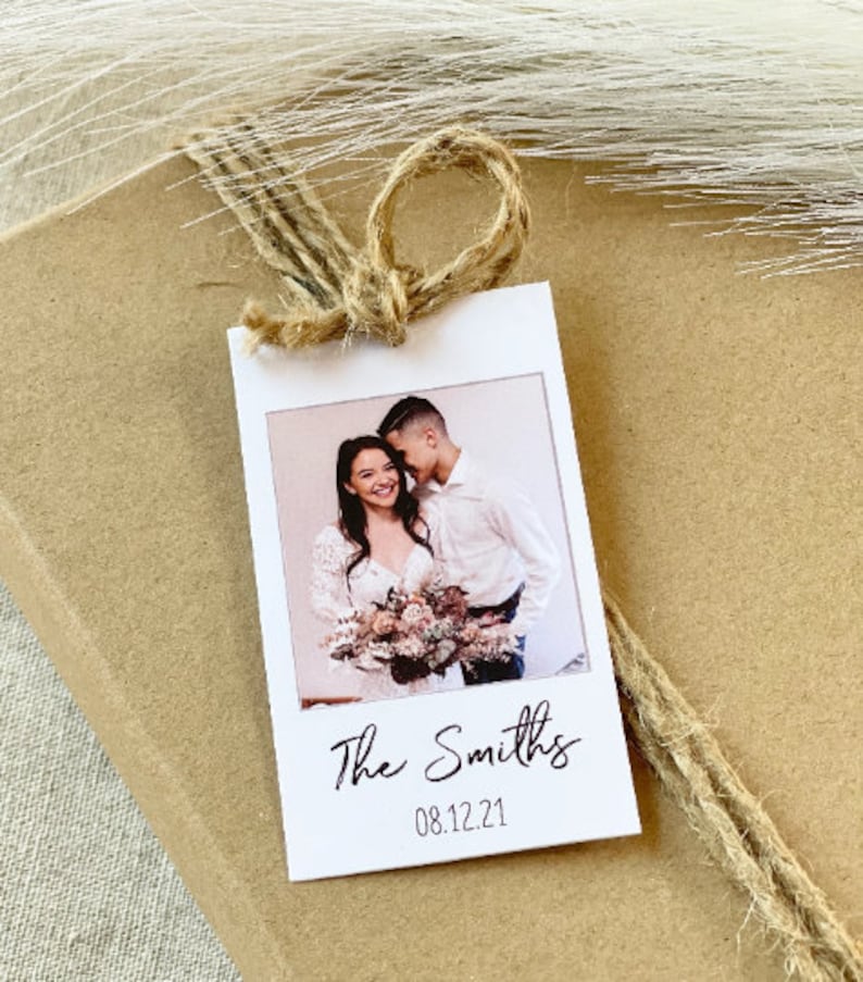 Custom Photo Tags, Personalized Picture Tags, Wedding Tags, Holiday Gift Tags, Minimal Favor Tags, Sets Of 8 image 5