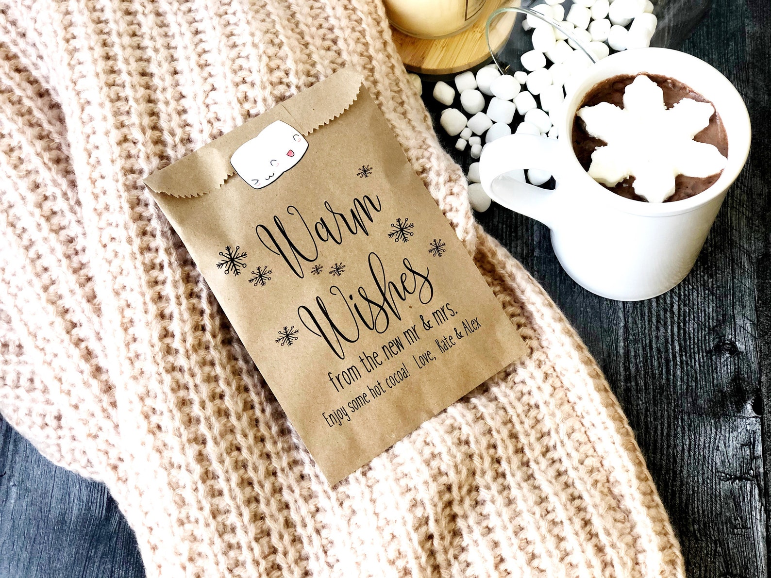 Winter Bridal Shower Favors Hot Cocoa Favor Bags Warm Etsy