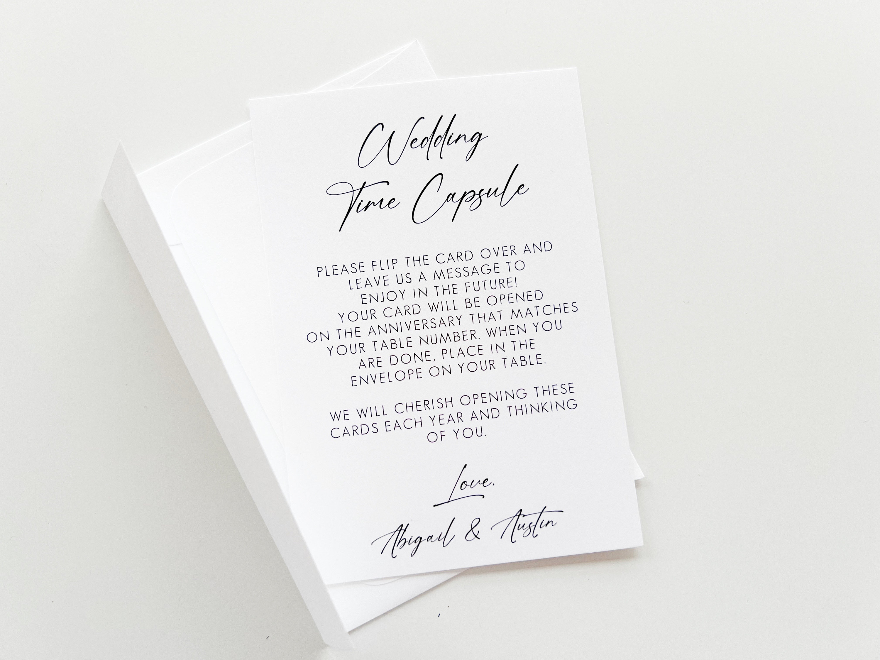 Time Capsule Card Design Examples Wedding Time Capsule Cards, Modern Minimalist Table Decor, Anniversary ...