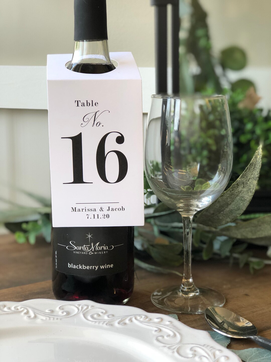 Wedding Wine Bottle Tags, Wine Table Number Cards, Printed Table ...