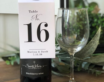 Wedding Wine Bottle Tags, Wine Table Number Cards, Printed Table Numbers, Wedding Event Table Cards, Custom Wine Bottle Tag, set of 12