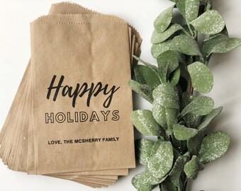 Holiday gift bags - Corporate Holiday Treat Bags - holiday goodie bags - Christmas gifts for neighbors - sets of 25