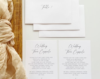 Wedding Time Capsule Cards, Modern Minimalist Table Decor, Anniversary Messages
