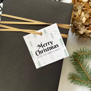 Modern Christmas Tree tags, Personalized Tags, Gift Tags for Christmas, Holiday Gift Tags, Square Christmas Present Tags, SET of 24 printed