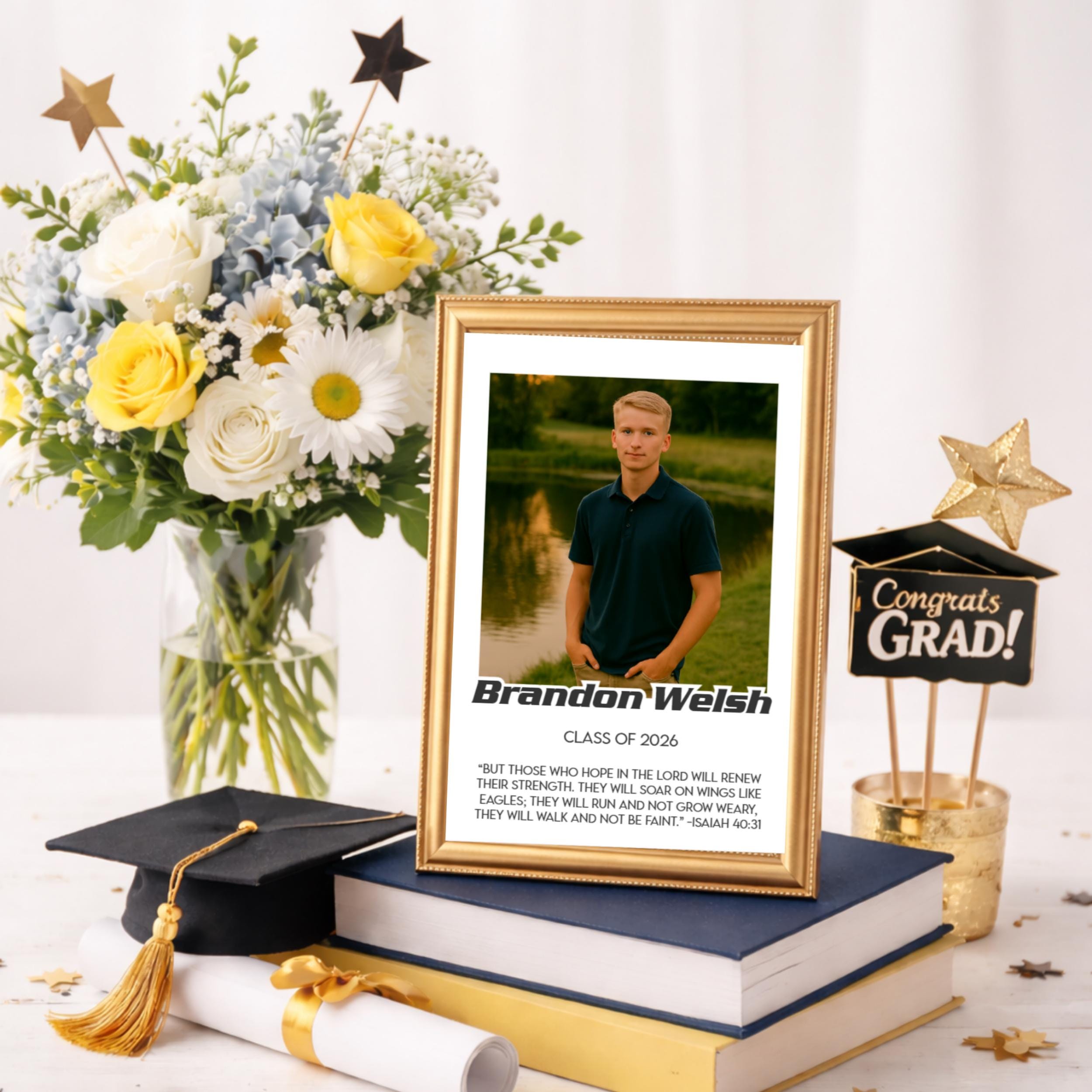 Religious Graduations Display Graduation Centerpiece Idea, Christian Bible Verse and Photo Table ...