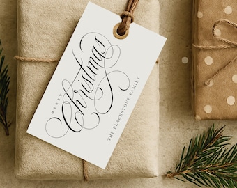 Personalisierte Weihnachtsgeschenkanhänger: Benutzerdefinierter Familienname, Set von 24