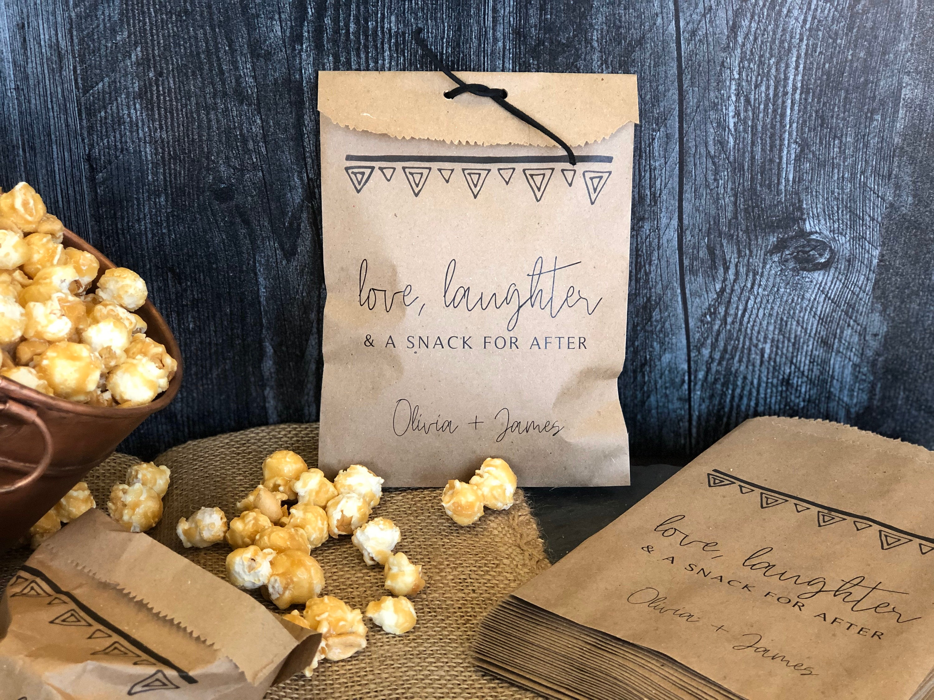 Popcorn favor bags Wedding favor bags Caramel Corn Snack Etsy