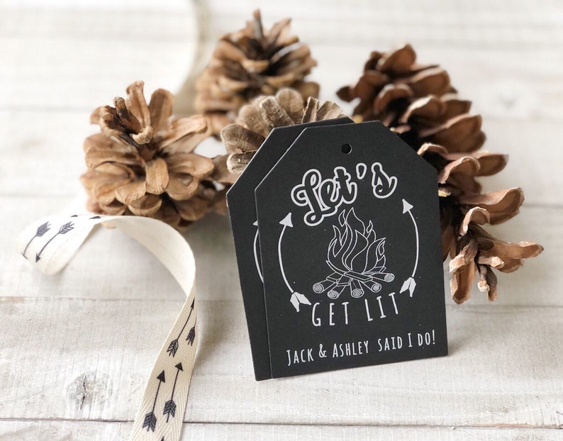 Fire Starter Tags, Let's Get Lit Tags are perfect for Rustic Wedding Favors this Winter, sets of 24 image 7