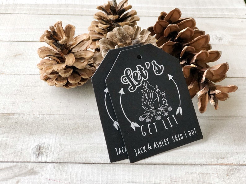 Fire Starter Tags, Let's Get Lit Tags are perfect for Rustic Wedding Favors this Winter, sets of 24 image 9