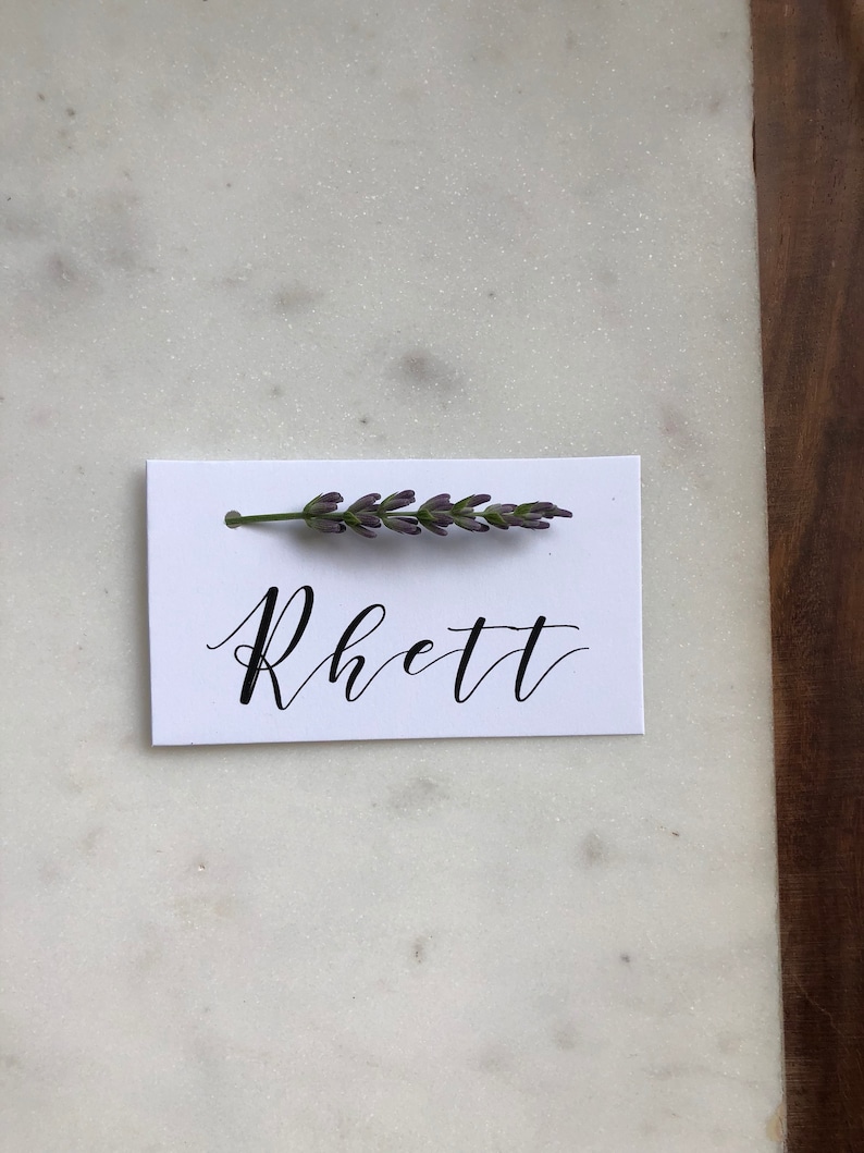 Printed Place Cards, Modern Calligraphy, Minimal, Greenery, Elegant, Classic Wedding, Flat Place Cards, set of 24 image 9