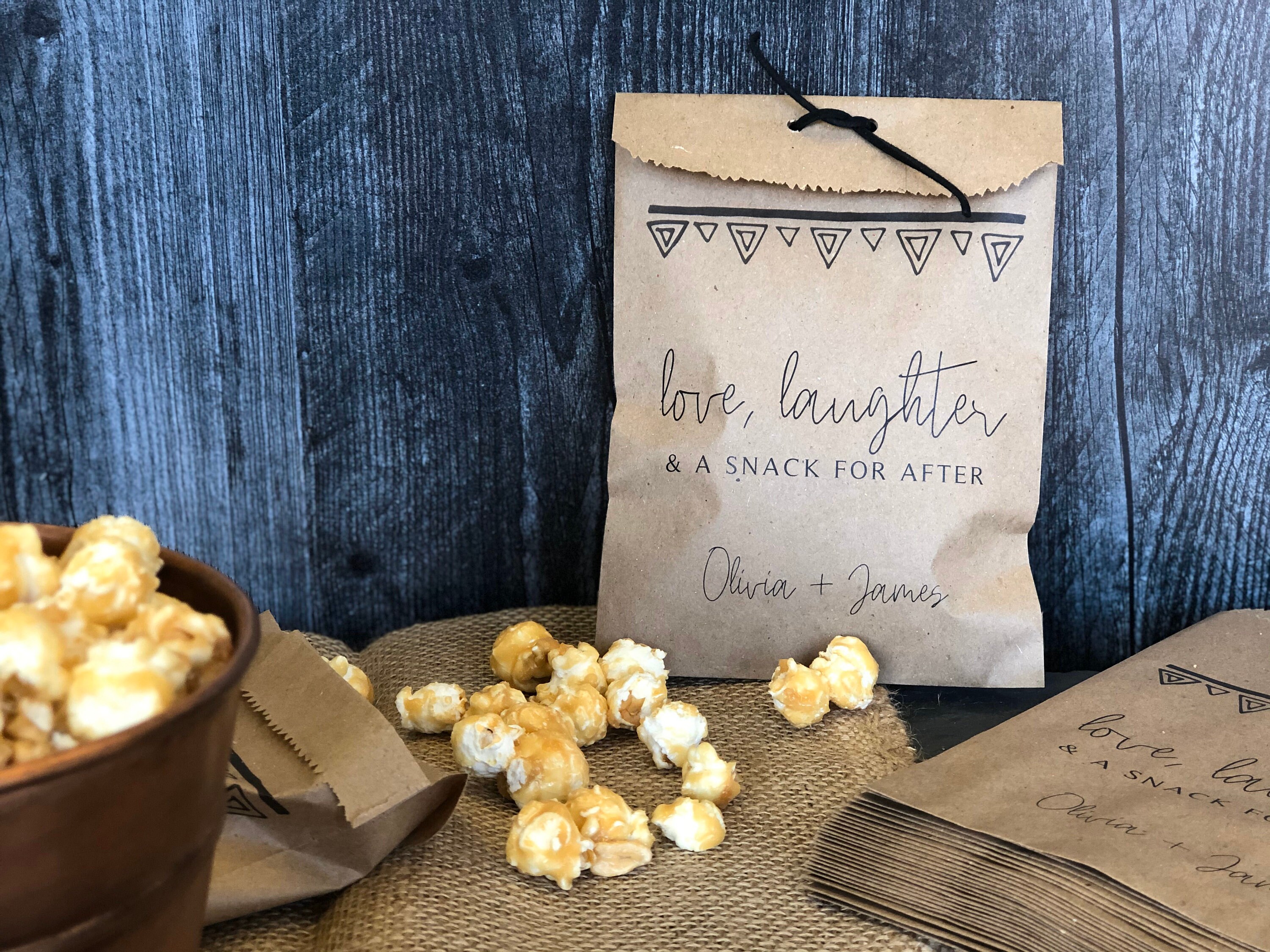 Popcorn favor bags Wedding favor bags Caramel Corn Snack Etsy