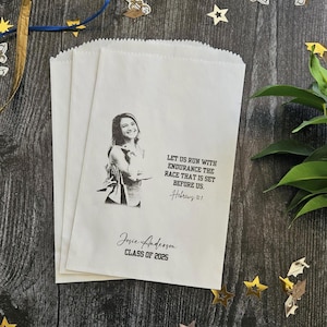 Graduation Cookie bags, Personalized Goodie Bags perfect for athletes, Class of 2025 Party Supplies, Use your photo! - Set of 25