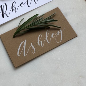 Printed Place Cards, Modern Calligraphy, Minimal, Greenery, Elegant, Classic Wedding, Flat Place Cards, set of 24 image 8