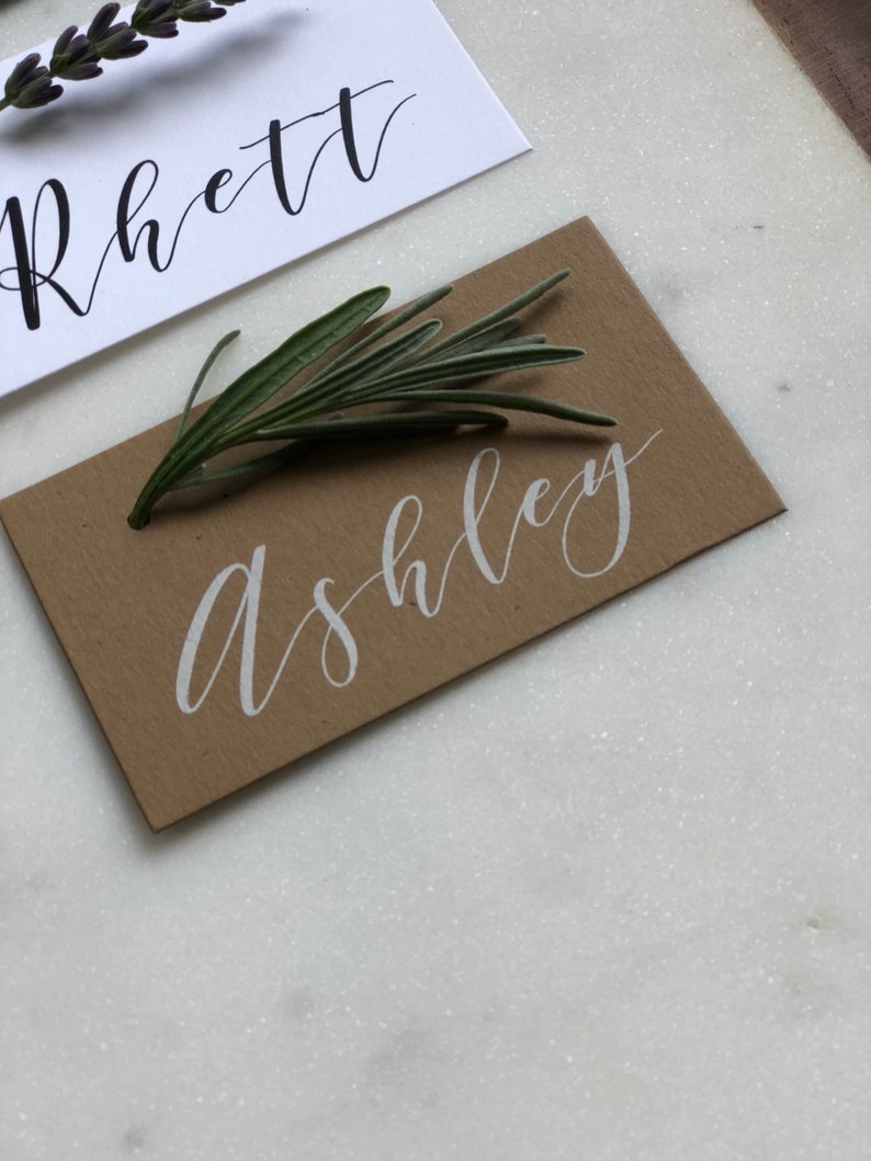 Printed Place Cards, Modern Calligraphy, Minimal, Greenery, Elegant, Classic Wedding, Flat Place Cards, set of 24 image 8