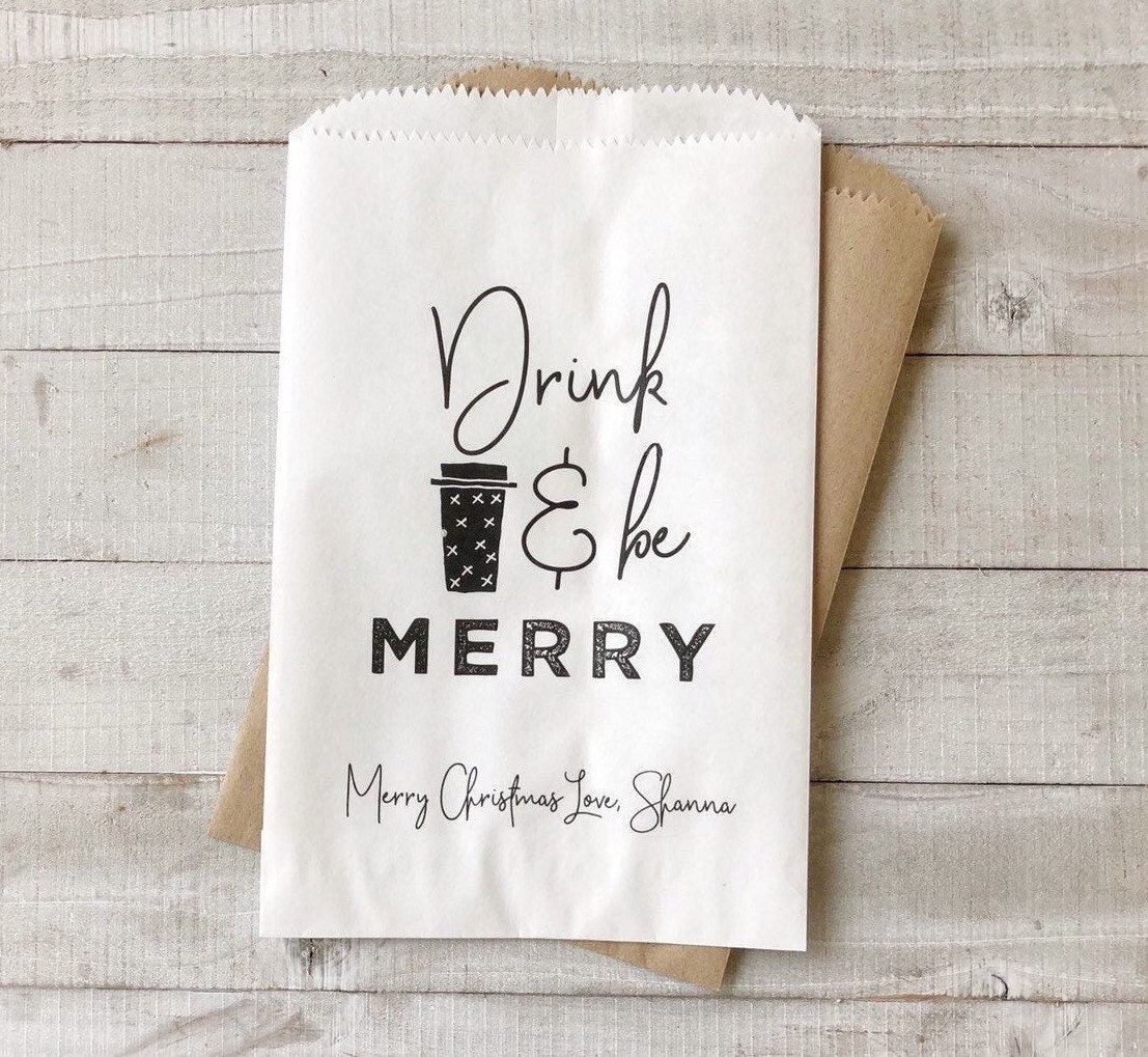 CoWorker Gift Bags For Christmas fun Drink and Be Merry Etsy