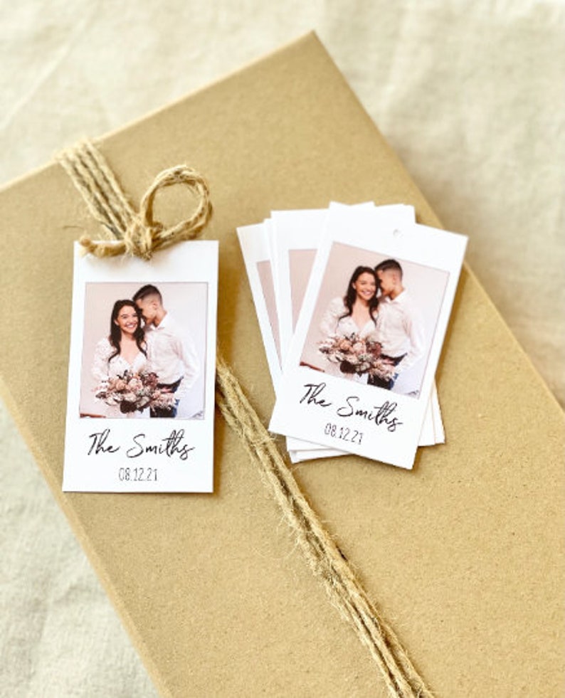 Custom Photo Tags, Personalized Picture Tags, Wedding Tags, Holiday Gift Tags, Minimal Favor Tags, Sets Of 8 image 4