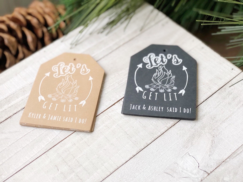 Fire Starter Tags, Let's Get Lit Tags are perfect for Rustic Wedding Favors this Winter, sets of 24 image 10